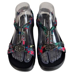 Alegria Roz Multi-Color Floral Slingback Platform Sandals Silver Filigree 37
